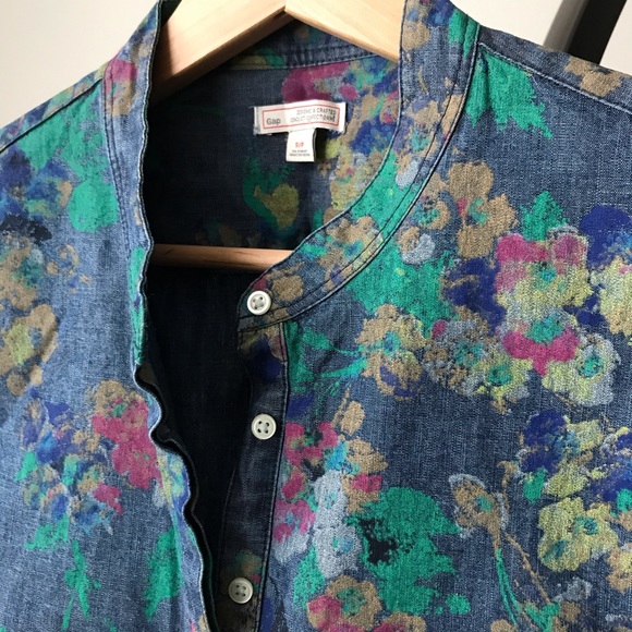 Floral denim popover shirt - Picture 3 of 5